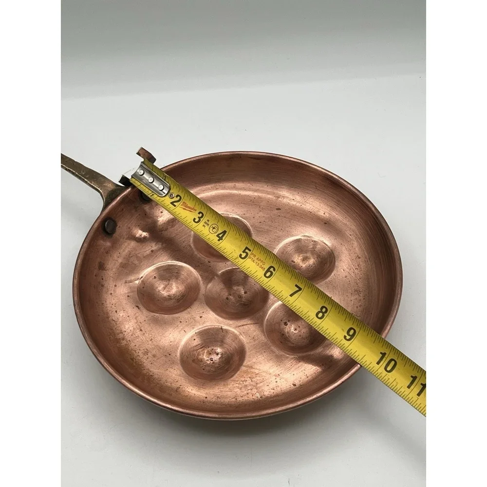 antique‎ French copper 6 egg Escargot pan 9.5